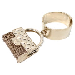 Chanel Gold-Tone Purse Charm Cuff Bracelet 2021