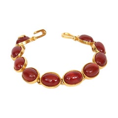 CHANEL gold-tone & red Glass Vintage Bracelet