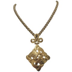Chanel Gold tone Rhombus Necklace