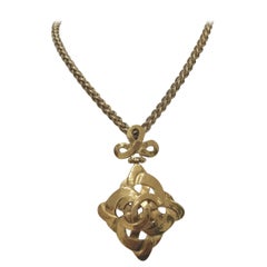Chanel Gold tone Rhombus Necklace