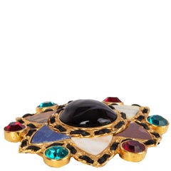CHANEL gold-tone SEMI PRECIOUS STONE EMBELLISHED Brooch