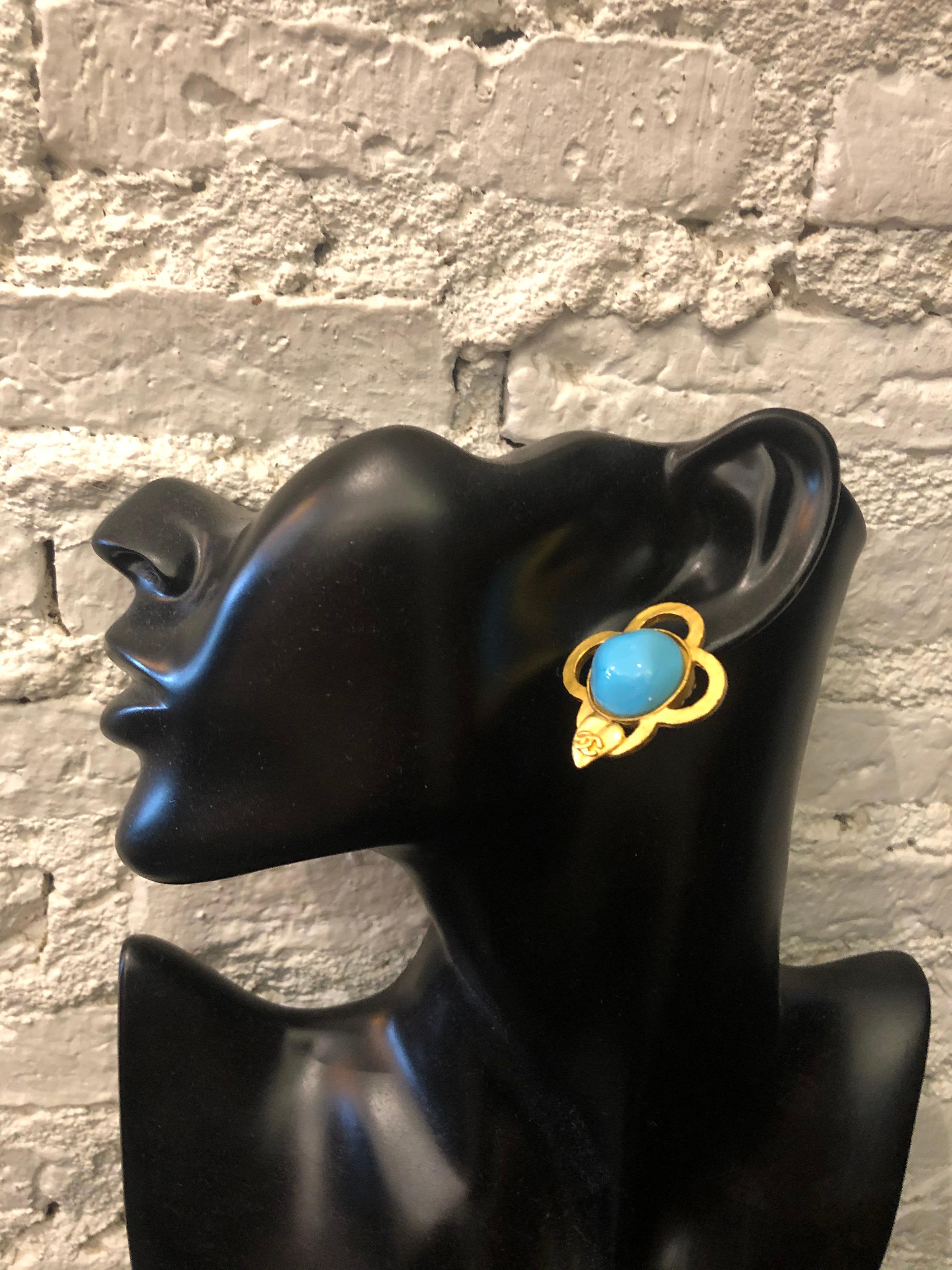 chanel blue earrings