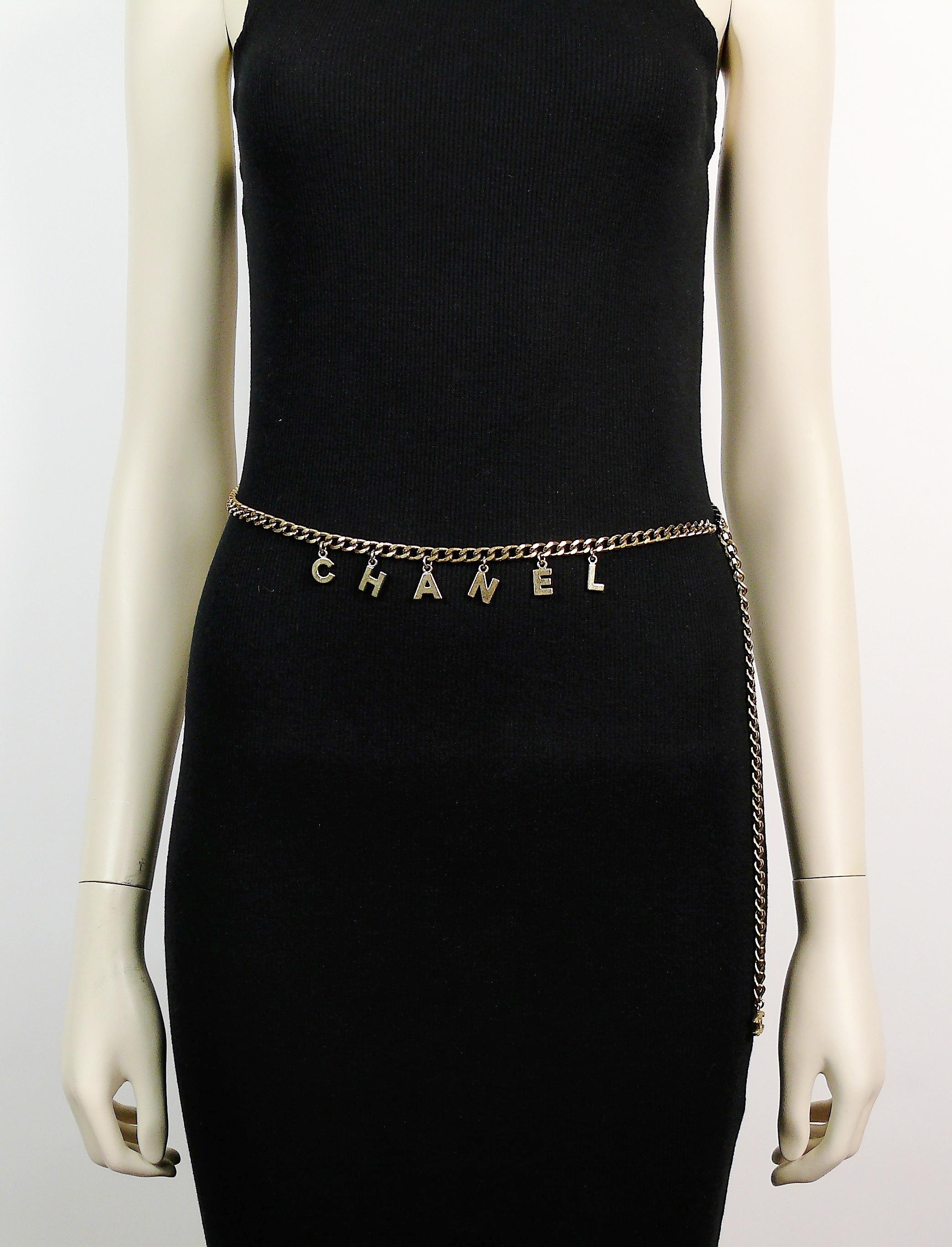 chanel logo chain belt