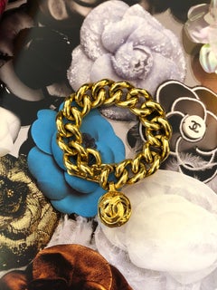 Chanel Gold Toned CC Sphere Charm Chain Bracelet