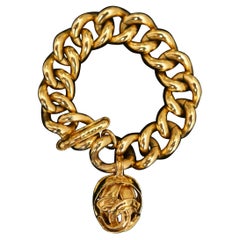 Chanel Gold Toned CC Sphere Charm Chain Bracelet