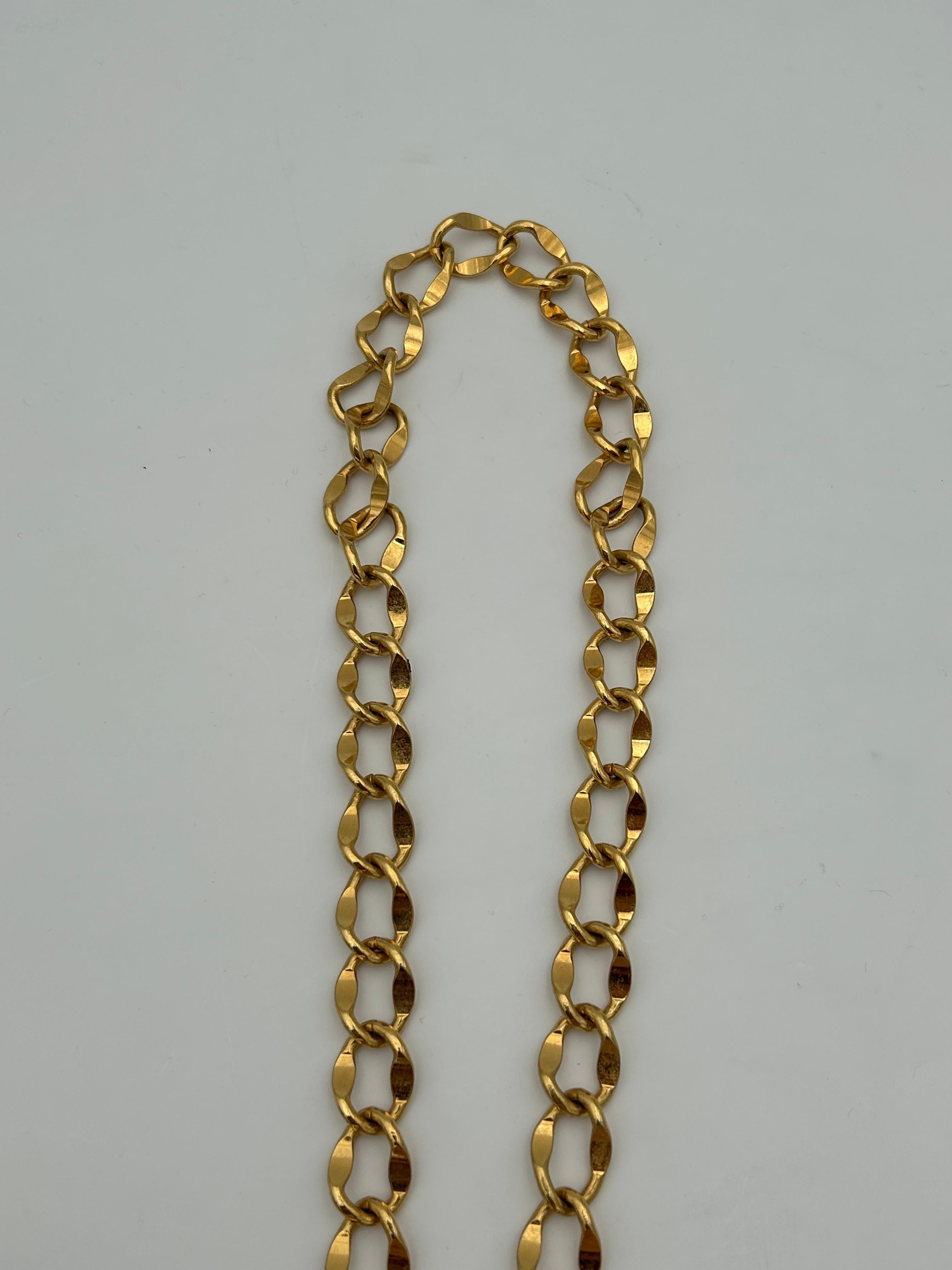 Chanel Gold-Toned Chain Necklace Coin Link For Sale 3