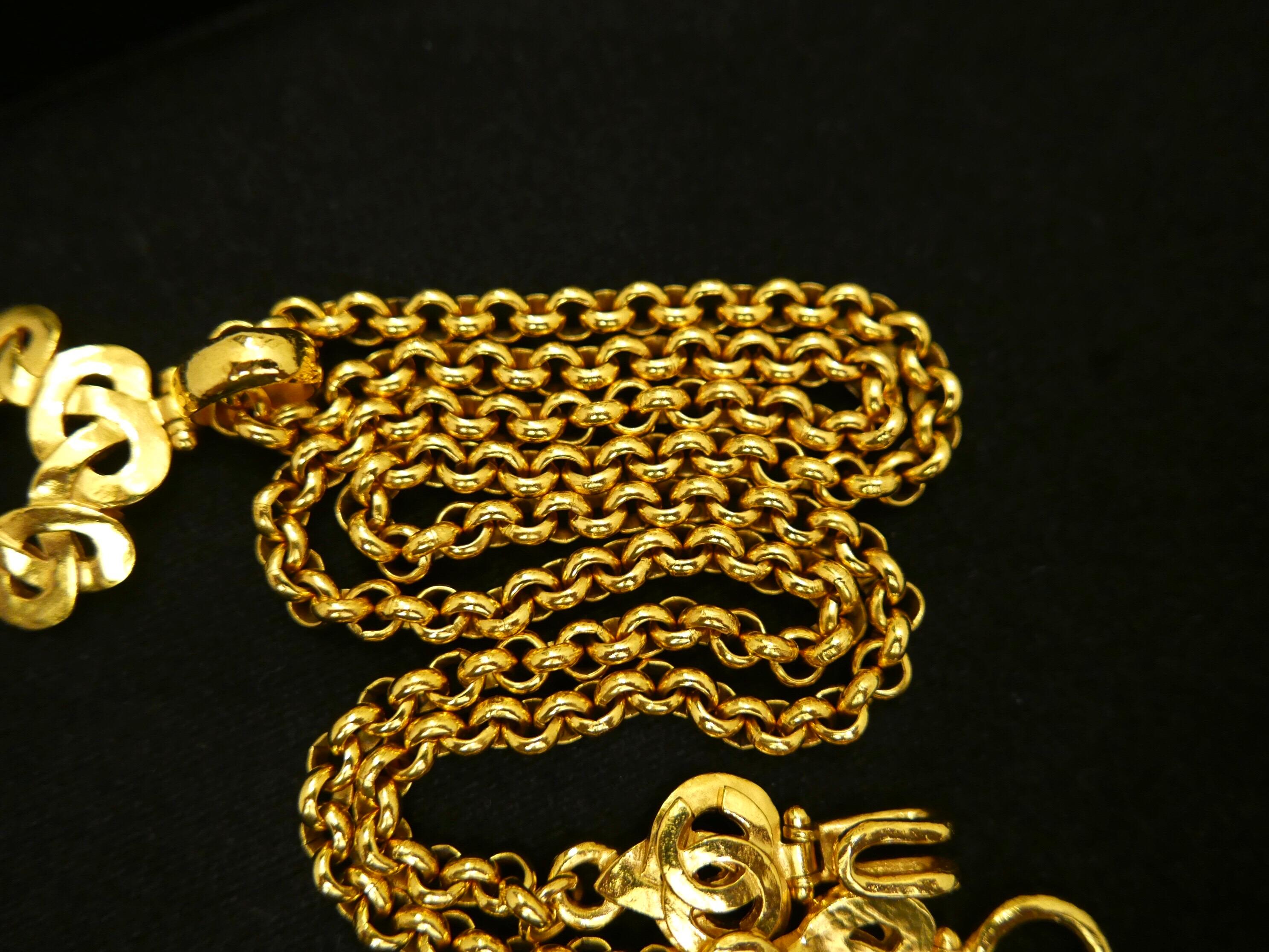 Chanel Gold Toned Twist CC Charm Chain Necklace  1