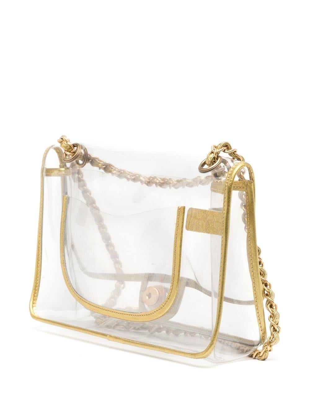Chanel Gold Transparent Naked Classic Medium Flap Shoulder Bag For Sale 4