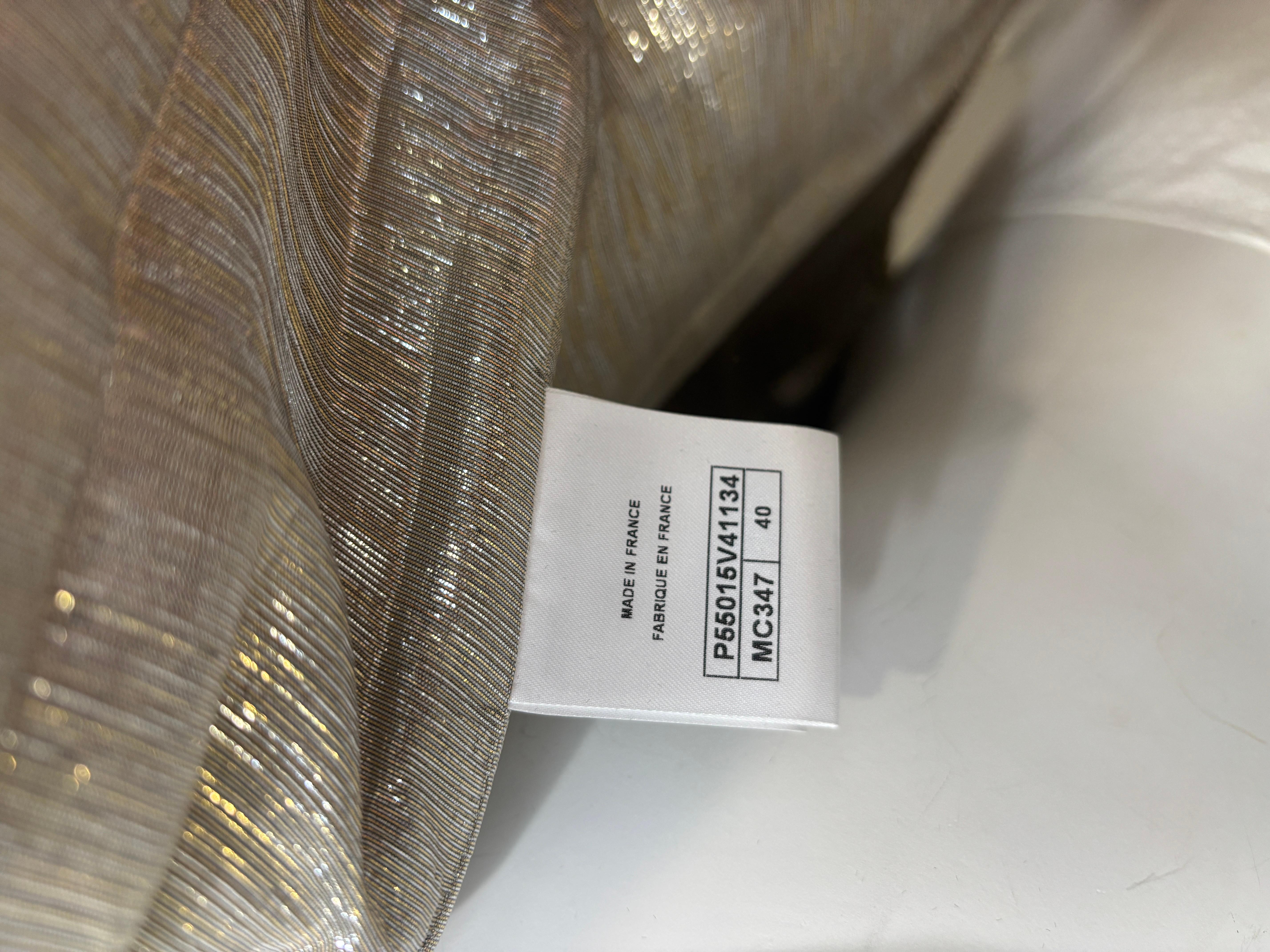 Chanel Gold Tweed Geometrische Jacke/Größe 40 im Angebot 12