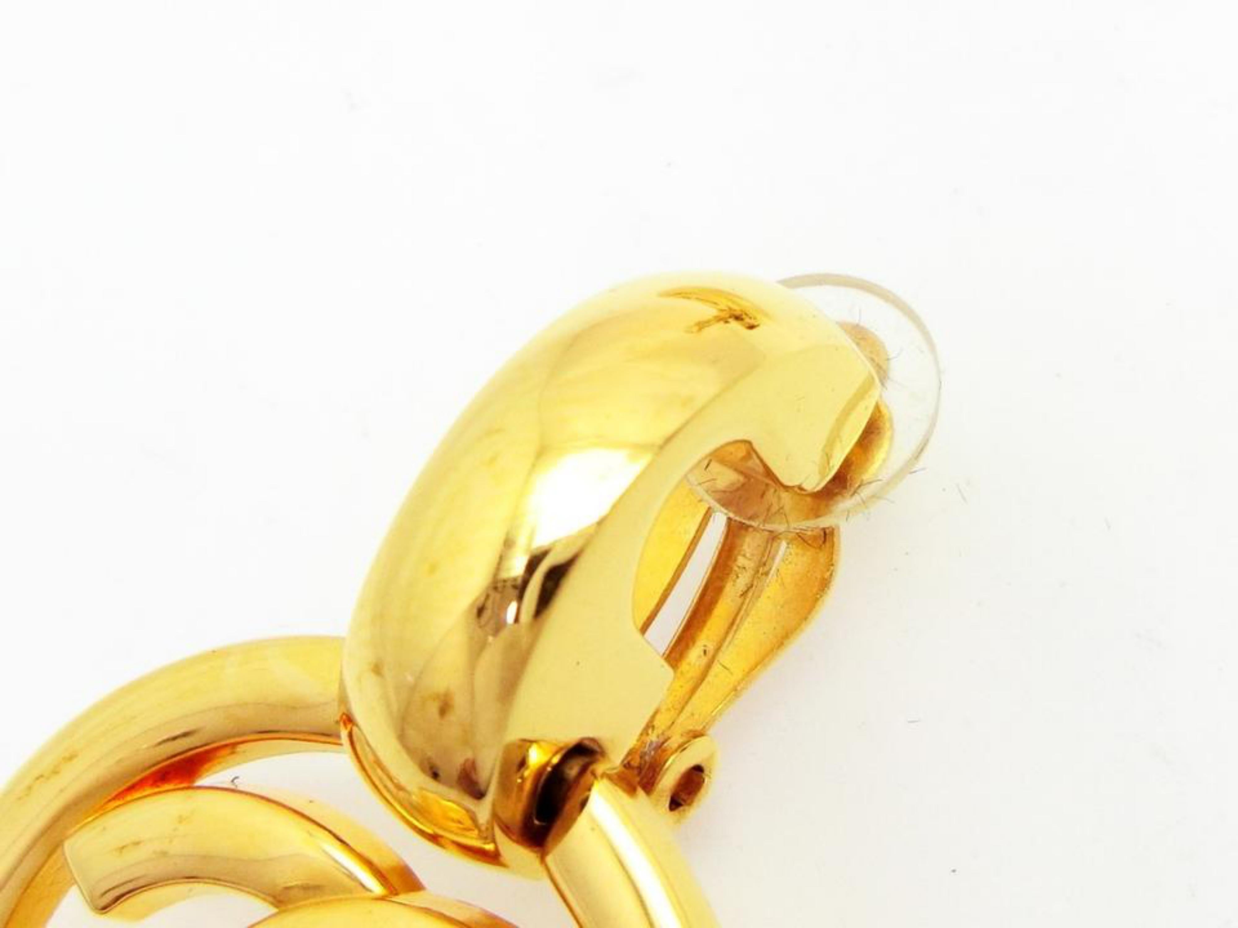 Chanel Gold (Ultra Rare) 97p Turn Lock Drop Dangle Earrings 234136 For Sale 6