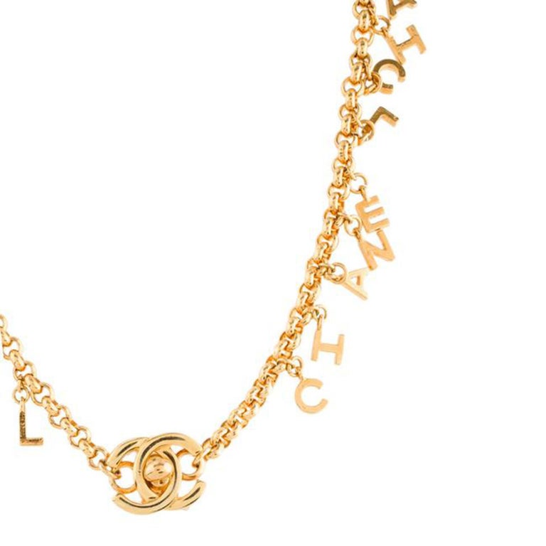 Chanel Gold Vintage 90's 1996 Spring Logo Cc Turnlock Choker Rare Necklace  For Sale at 1stDibs