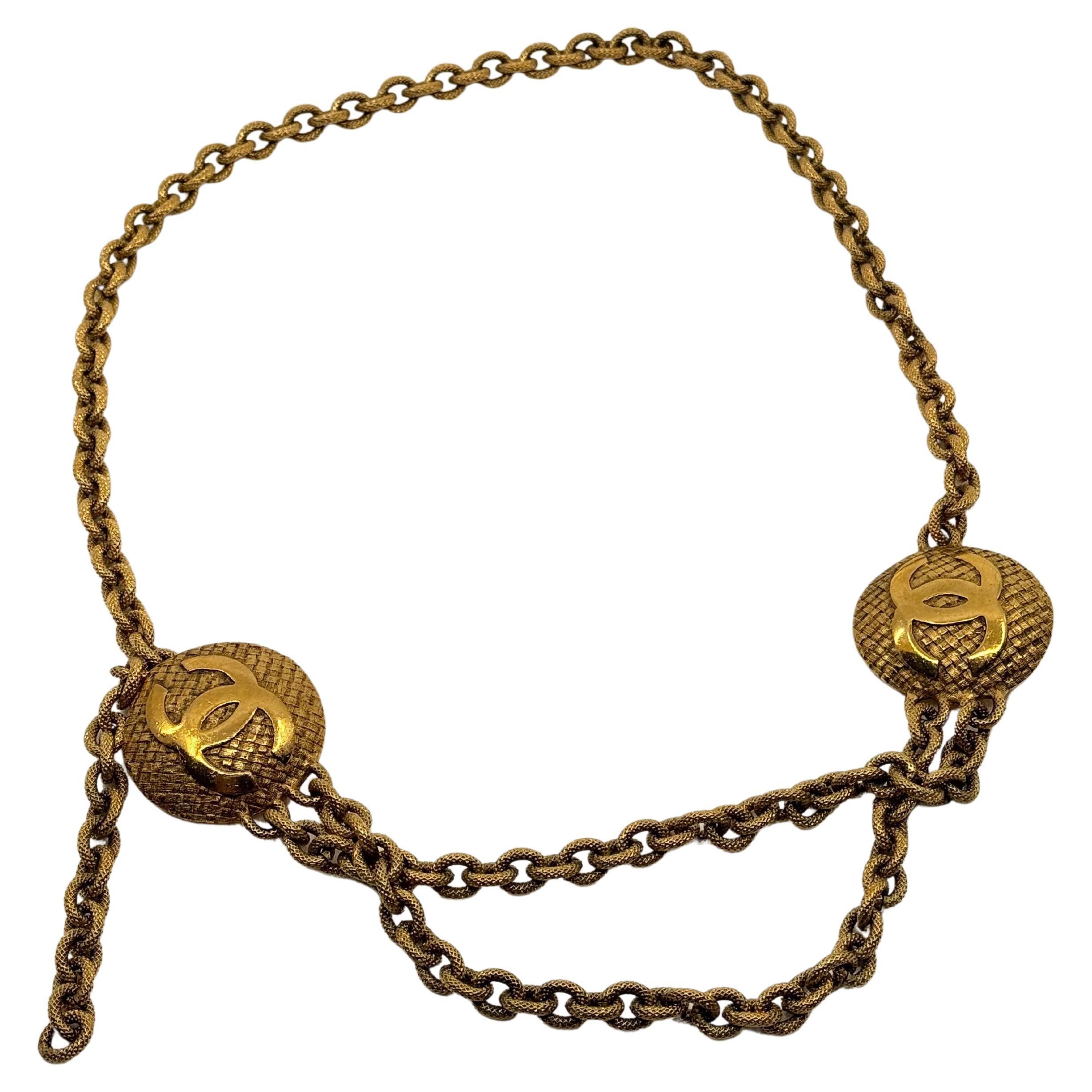 Chanel Gold Vintage Weave CC Logo Chain Link Belt (ceinture à maillons en chaîne)