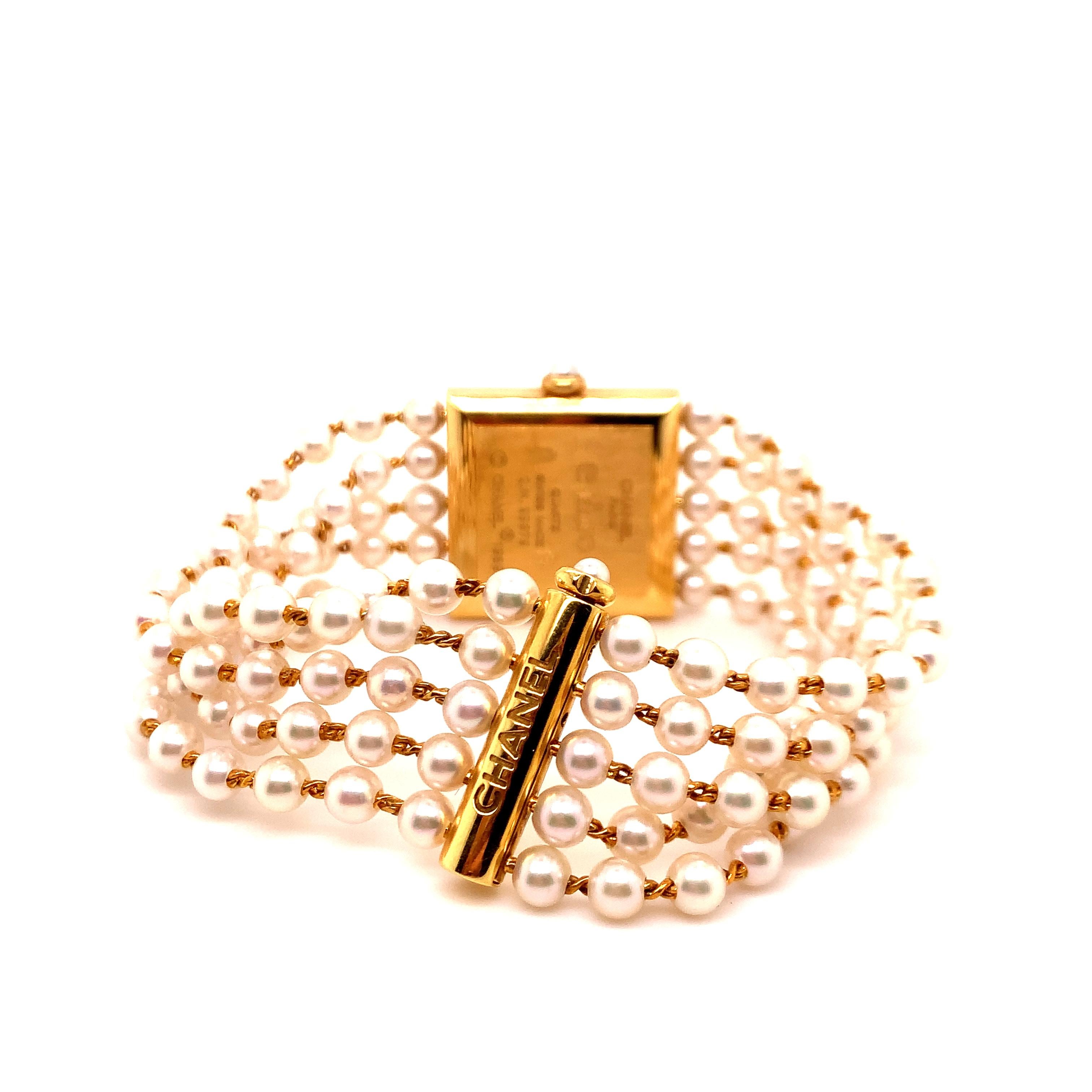 Reloj Chanel de oro con pulsera de perlas Cuenta