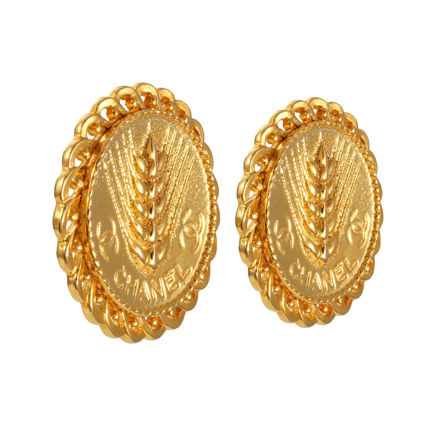 chanel coin earrings