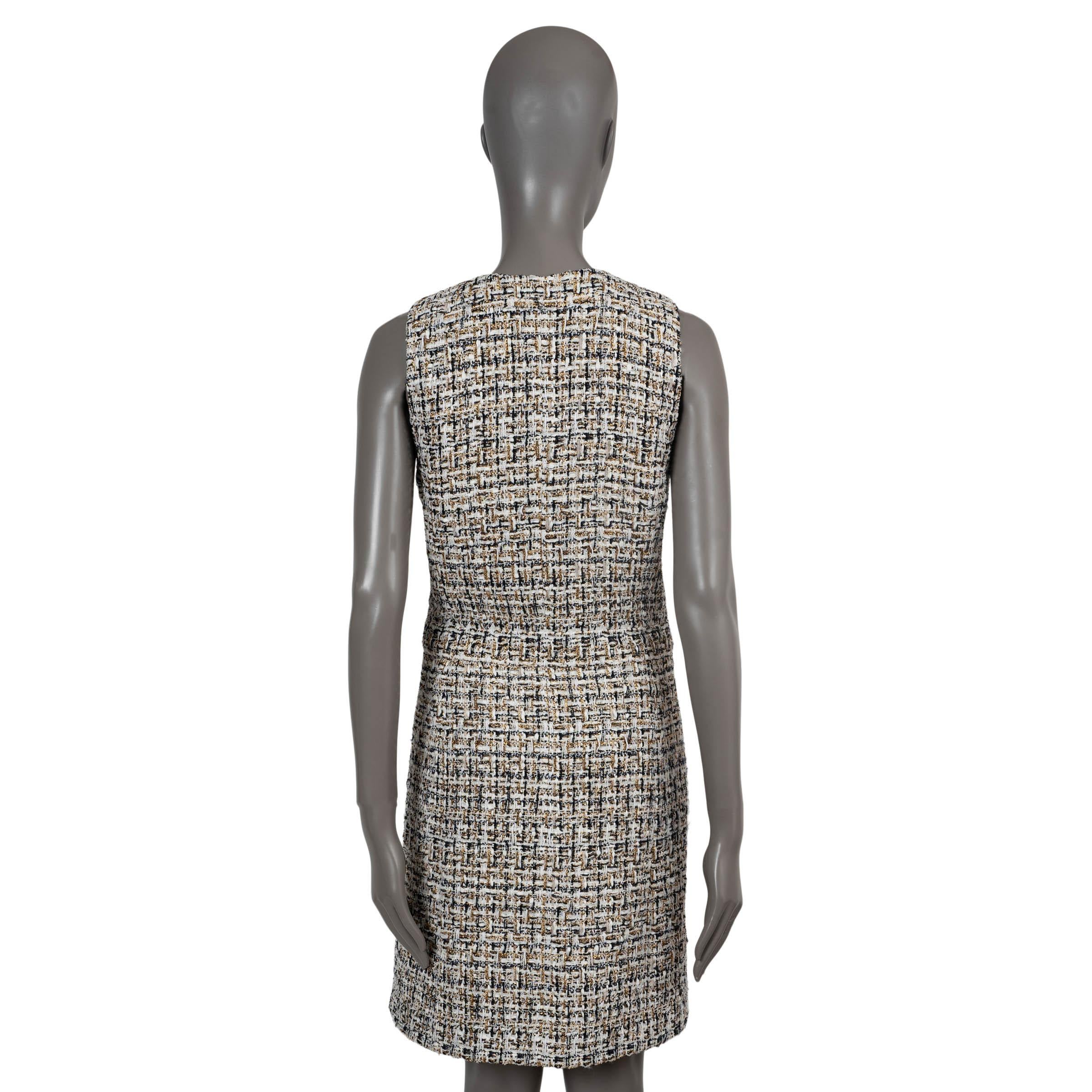 Grigio Chanel oro bianco nero 2015 15C DUBAI LUREX TWEED Abito 36 XS in vendita