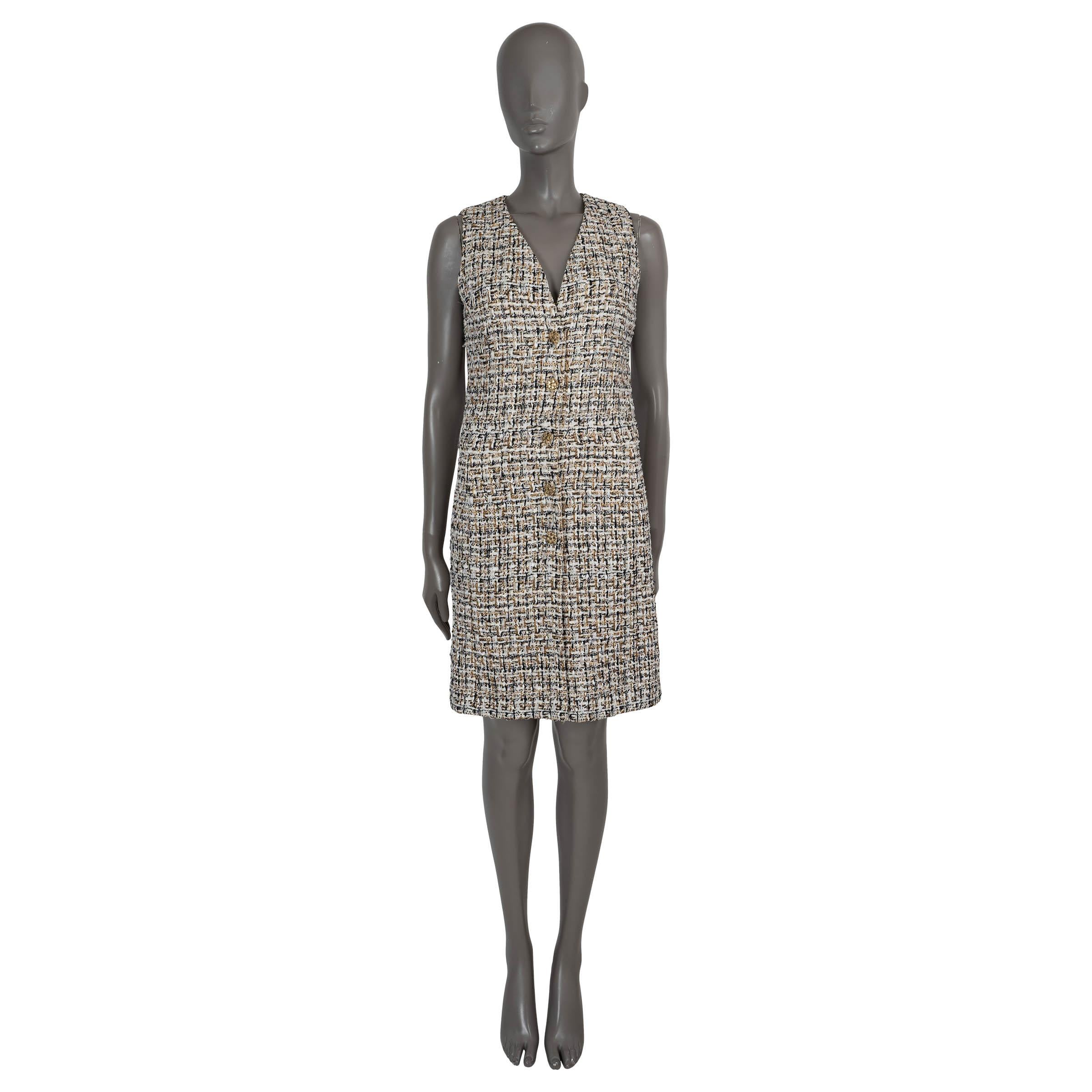 Chanel oro bianco nero 2015 15C DUBAI LUREX TWEED Abito 36 XS In condizioni ottime in vendita a Zürich, CH