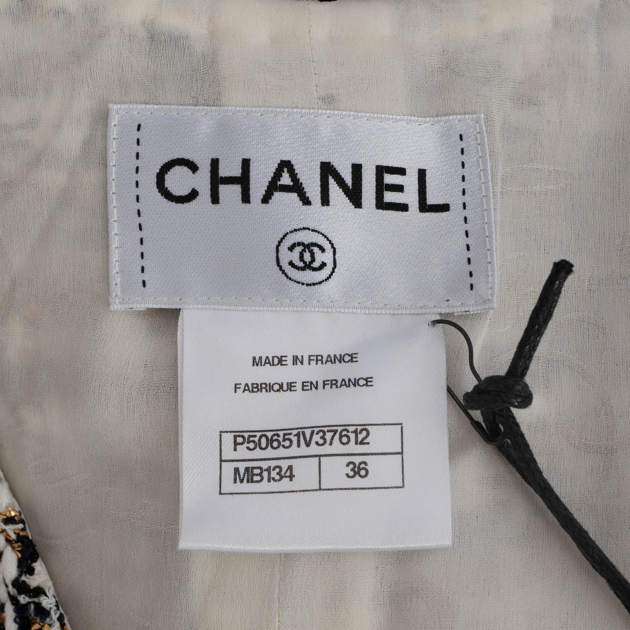 Chanel oro bianco nero 2015 15C DUBAI LUREX TWEED Abito 36 XS in vendita 2