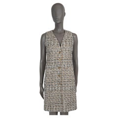 CHANEL 15C DUBAI LUREX TWEED Dress 36 XS blanc or blanc 2015