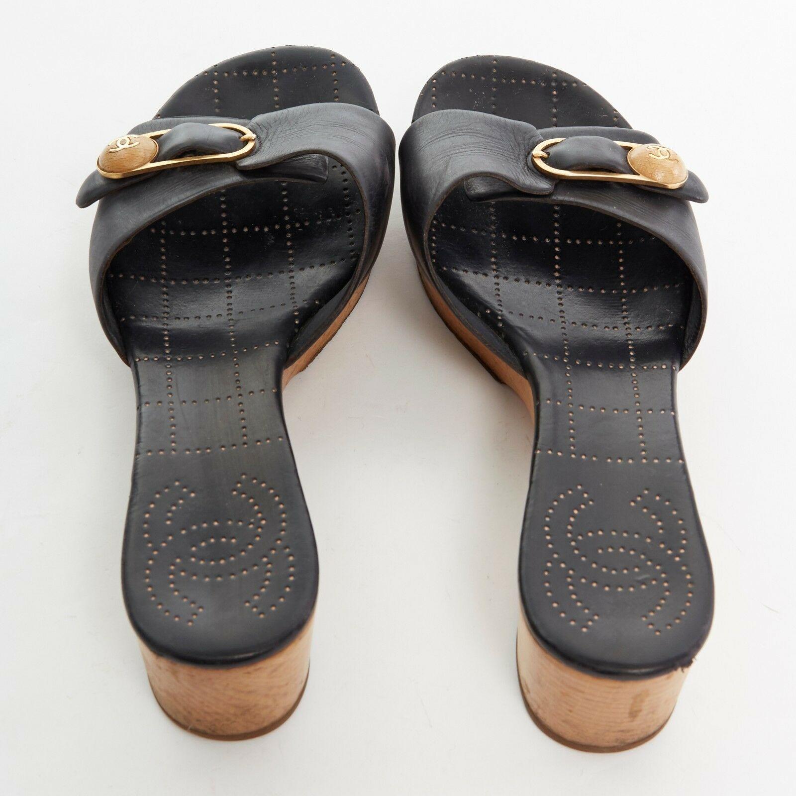chanel wood sandals