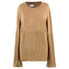 Chanel Gold Wolle Longline Pullover - Größe US 16