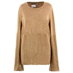 Chanel Gold Wool Longline Jumper - Size US 16