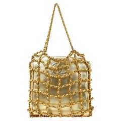 Chanel Gold Wraparound Chain Small Mini Top Handle Evening Pochette Shoulder Bag