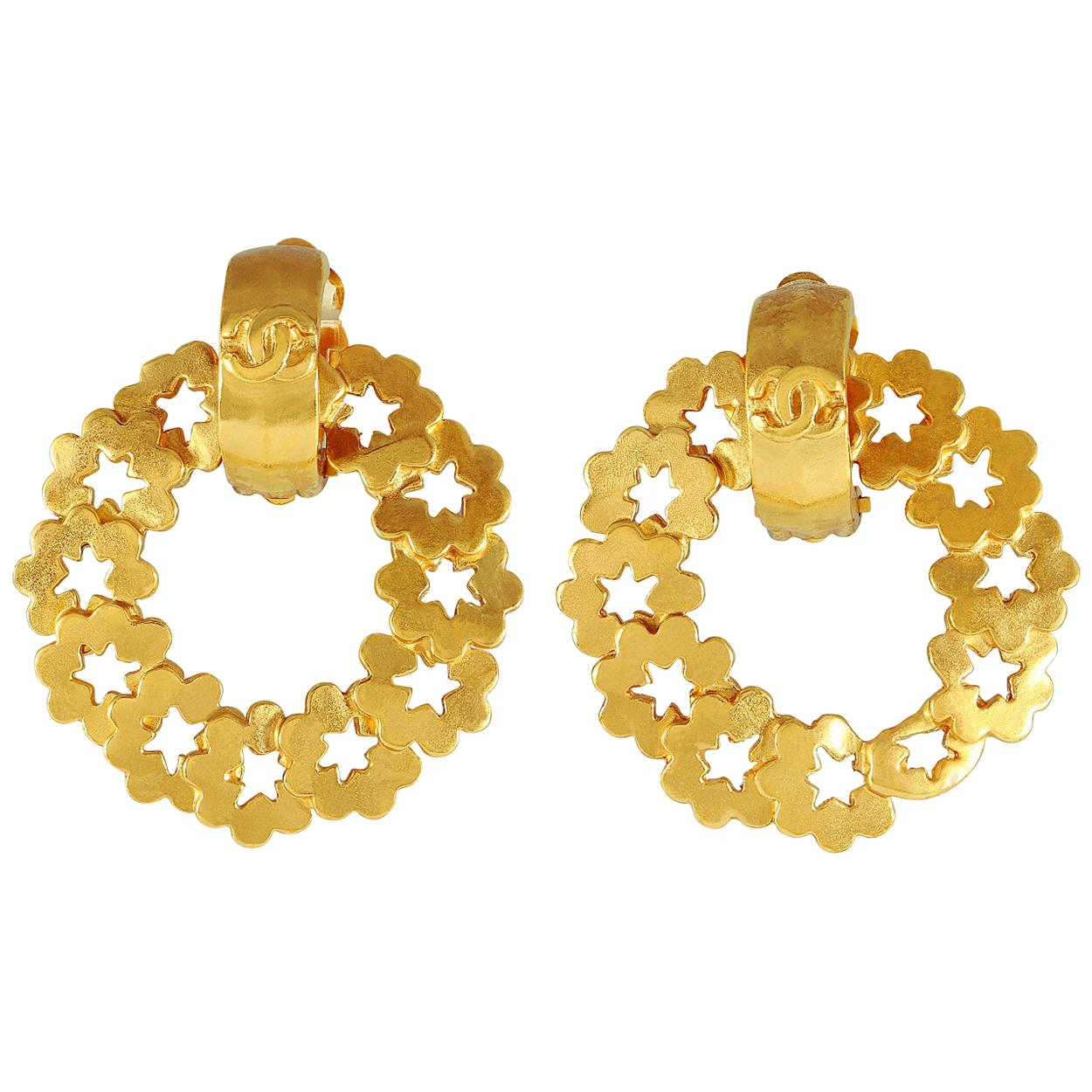 Chanel Gold Wreath Earrings