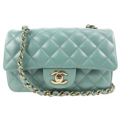 Chanel Gold x Sage Green Quilted Lambskin Mini Classic Flap 51ck32s