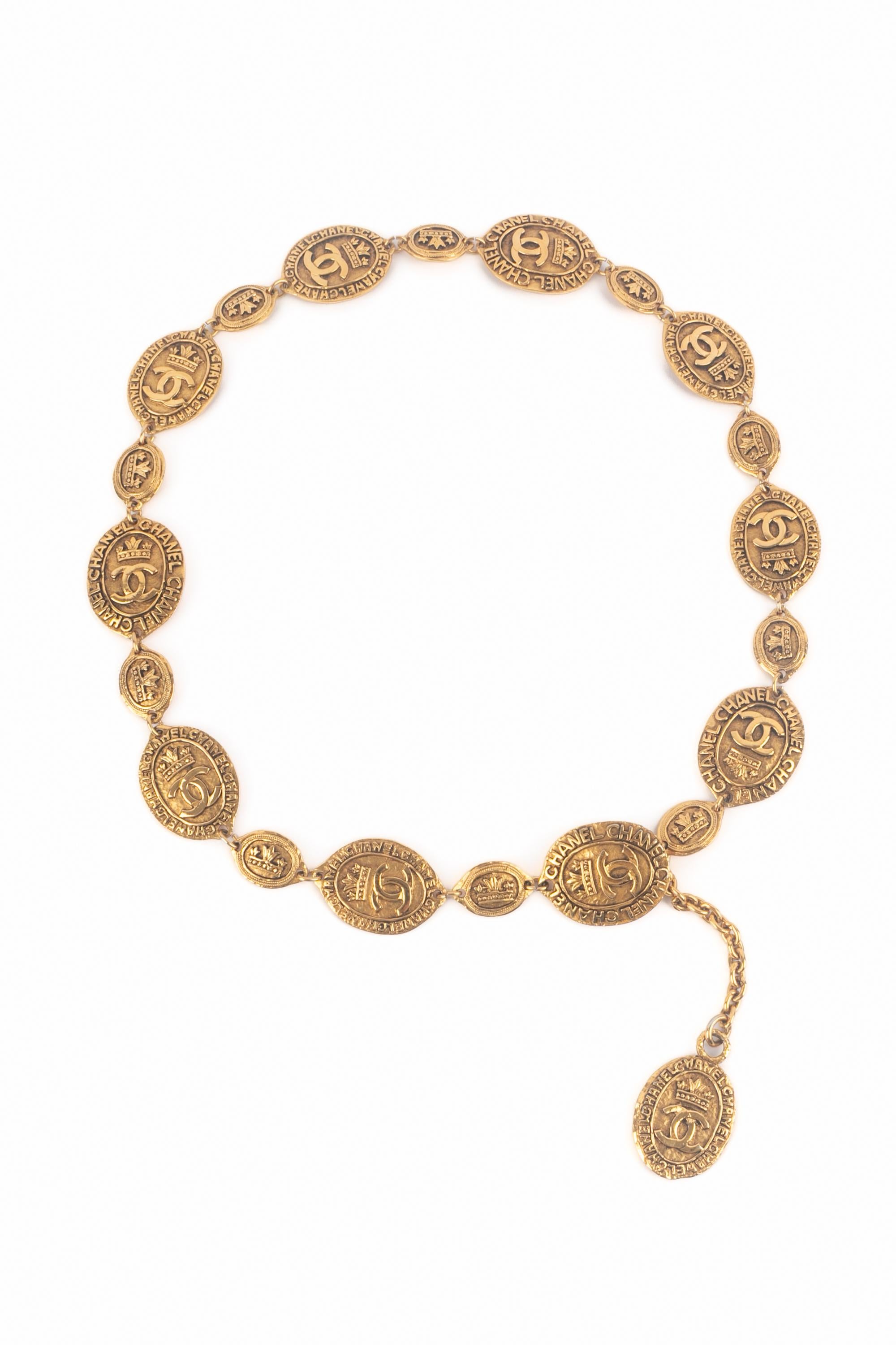 Cinturón dorado Chanel años 1980 Marrón en venta