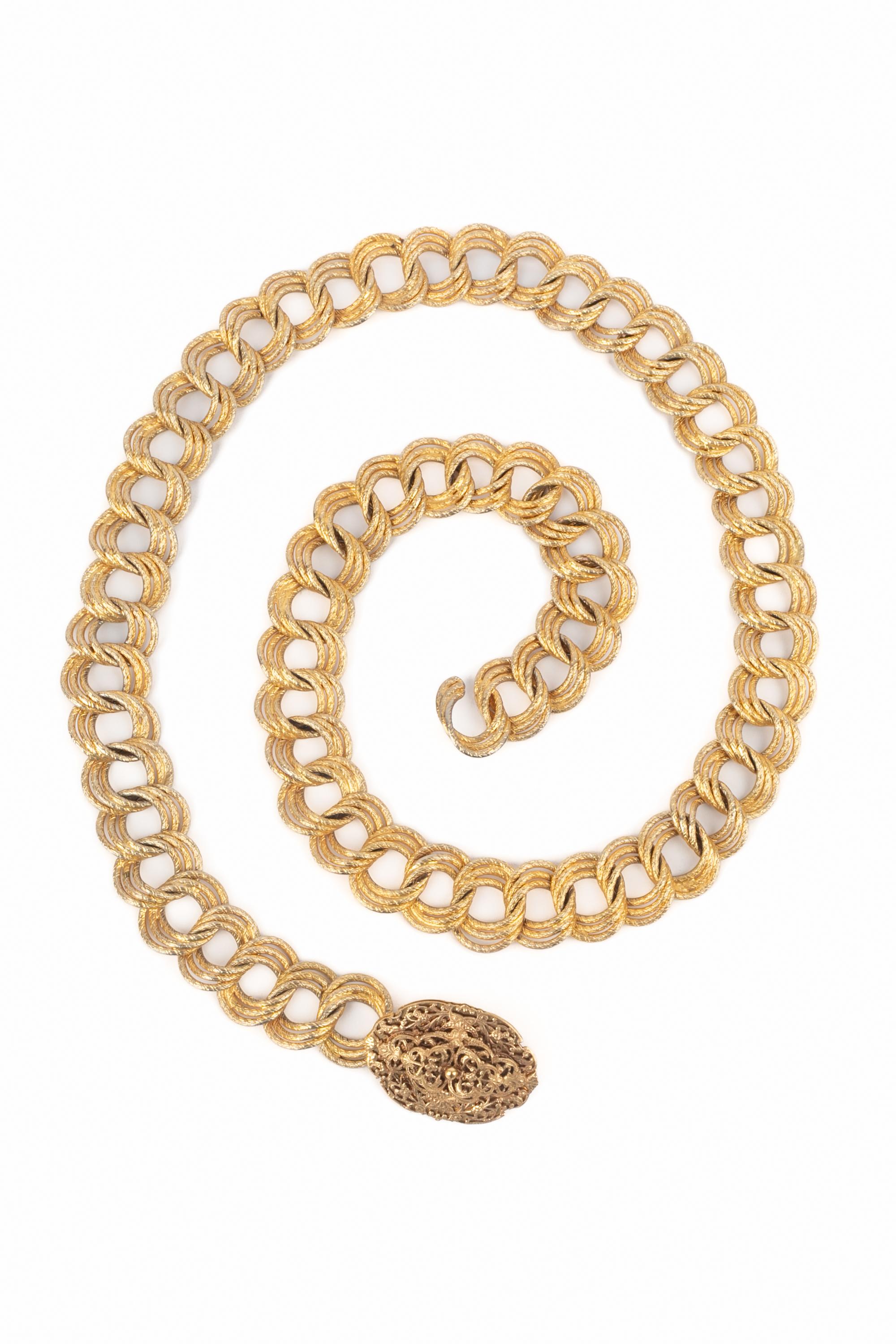 Cinturón dorado Chanel Beige en venta