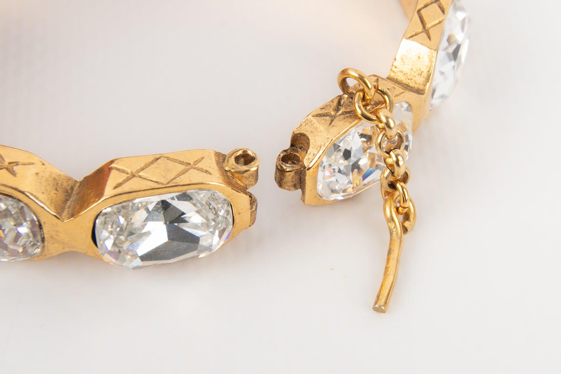 Chanel Goldarmband mit Strasssteinen, 2003 Damen