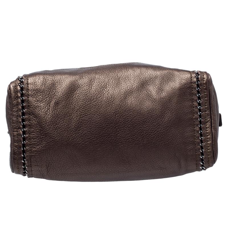 Chanel Golden Brown Leather Medium Luxe Ligne Bowler Bag In Good Condition In Dubai, Al Qouz 2