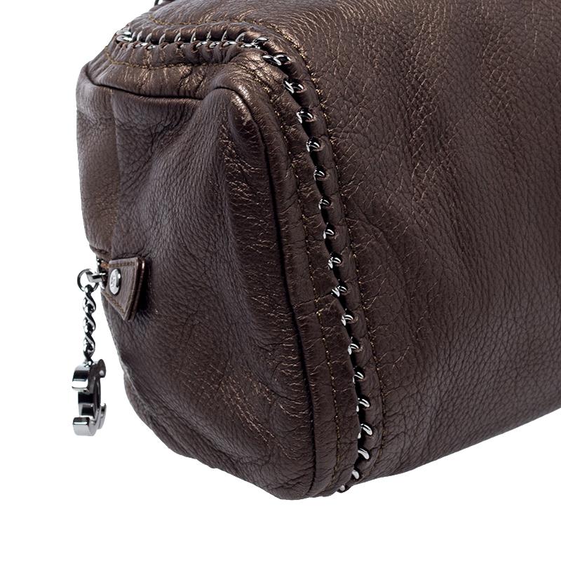 Chanel Golden Brown Leather Medium Luxe Ligne Bowler Bag 1