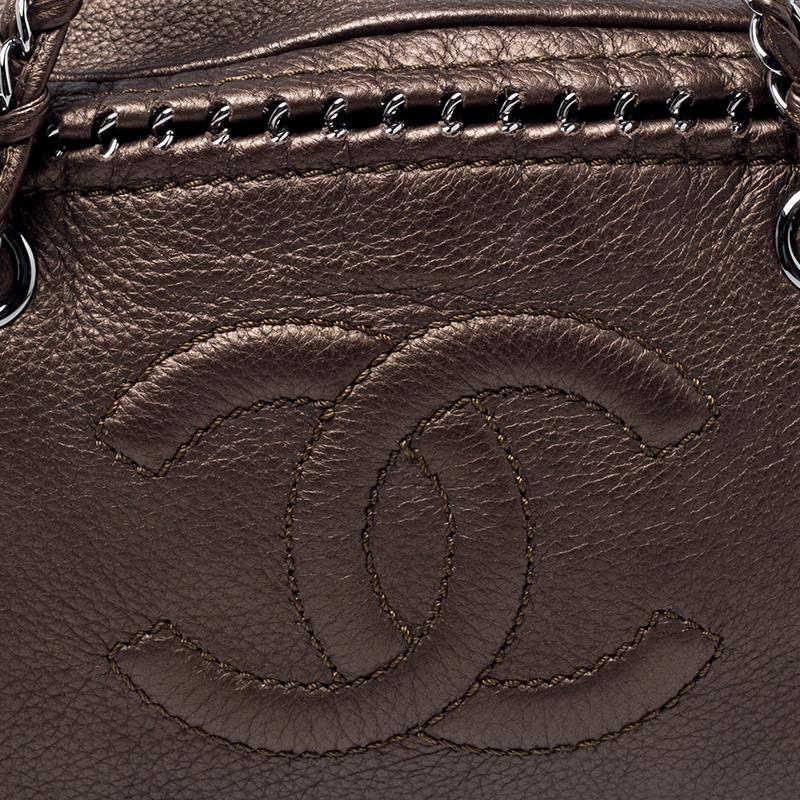 Chanel Golden Brown Leather Medium Luxe Ligne Bowler Bag 2
