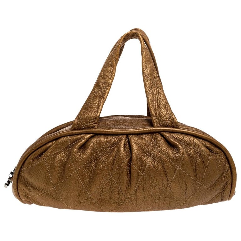 3050~JEANS COUTURE Textured Faux Leather Bowler Bag with Golden Buckles main image 0