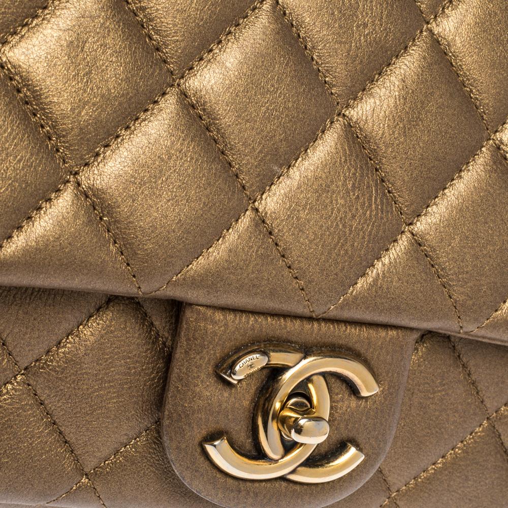 Chanel Golden Brown Quilted Leather Classic Single Flap Bag 1