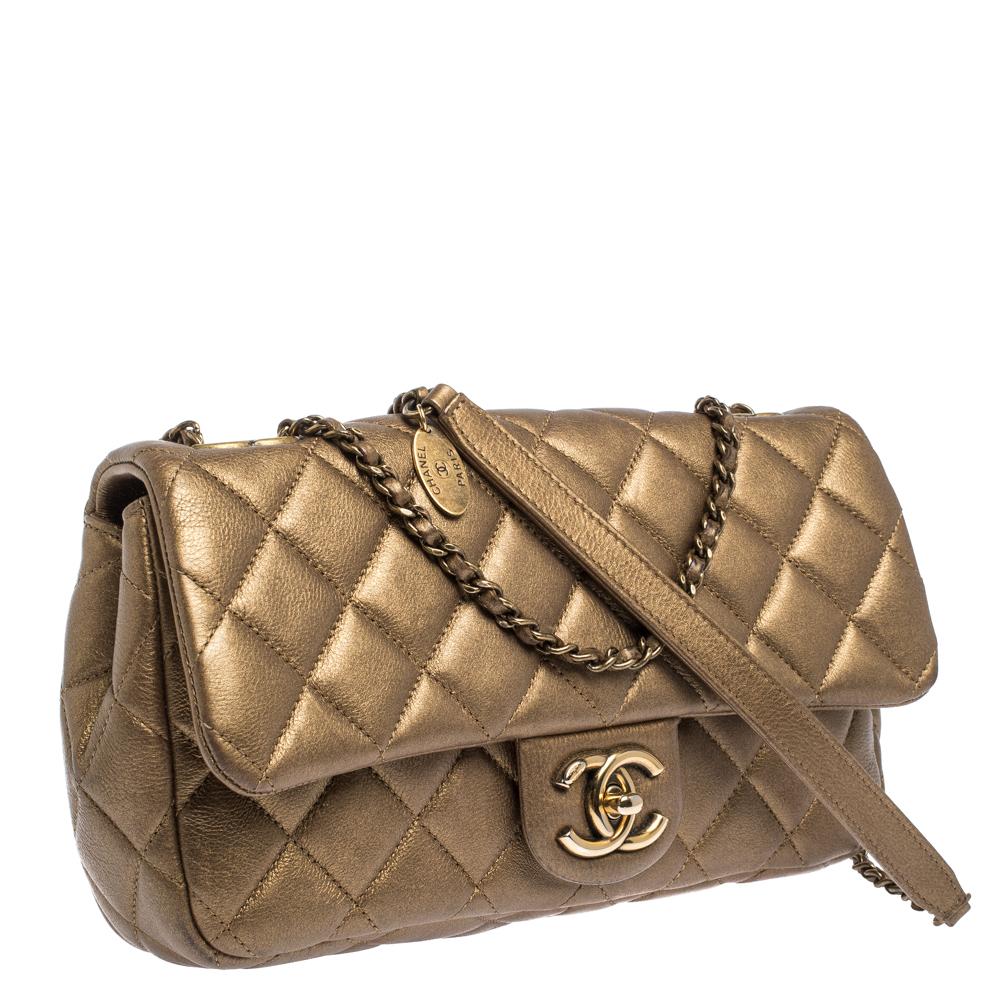 Chanel Golden Brown Quilted Leather Classic Single Flap Bag 2