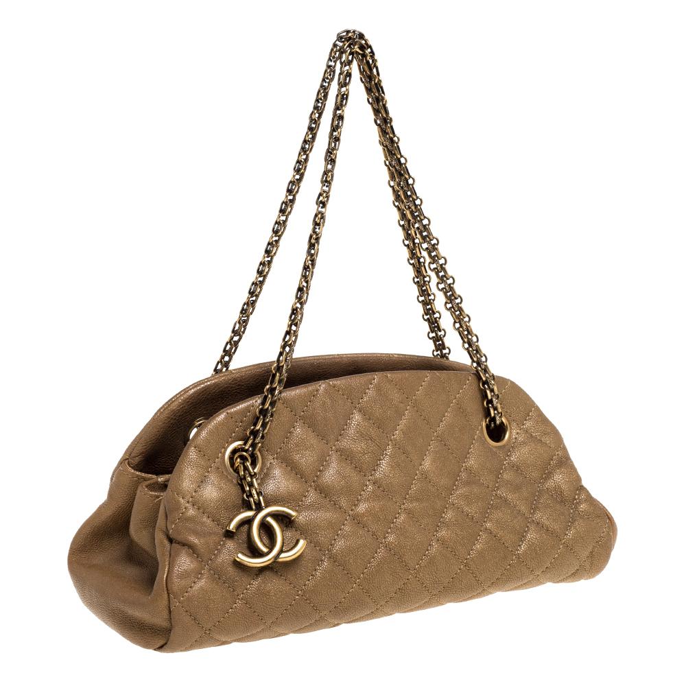 Women's Chanel Golden Brown Quilted Leather Small Just Mademoiselle Bowler Bag