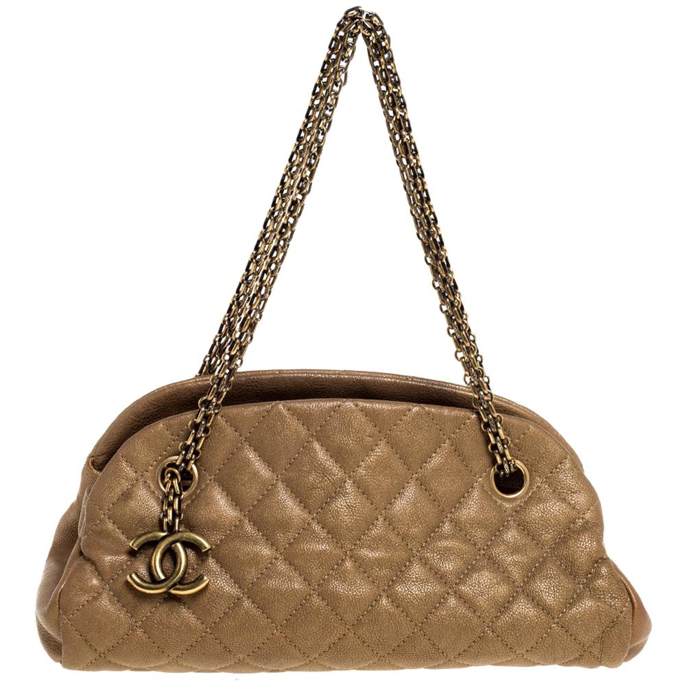 Chanel Golden Brown Quilted Leather Small Just Mademoiselle Bowler Bag