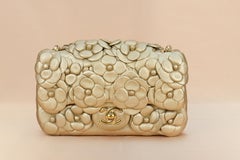 Chanel Golden Camellia Embellished Quilted Lambskin Mini Flap Bag