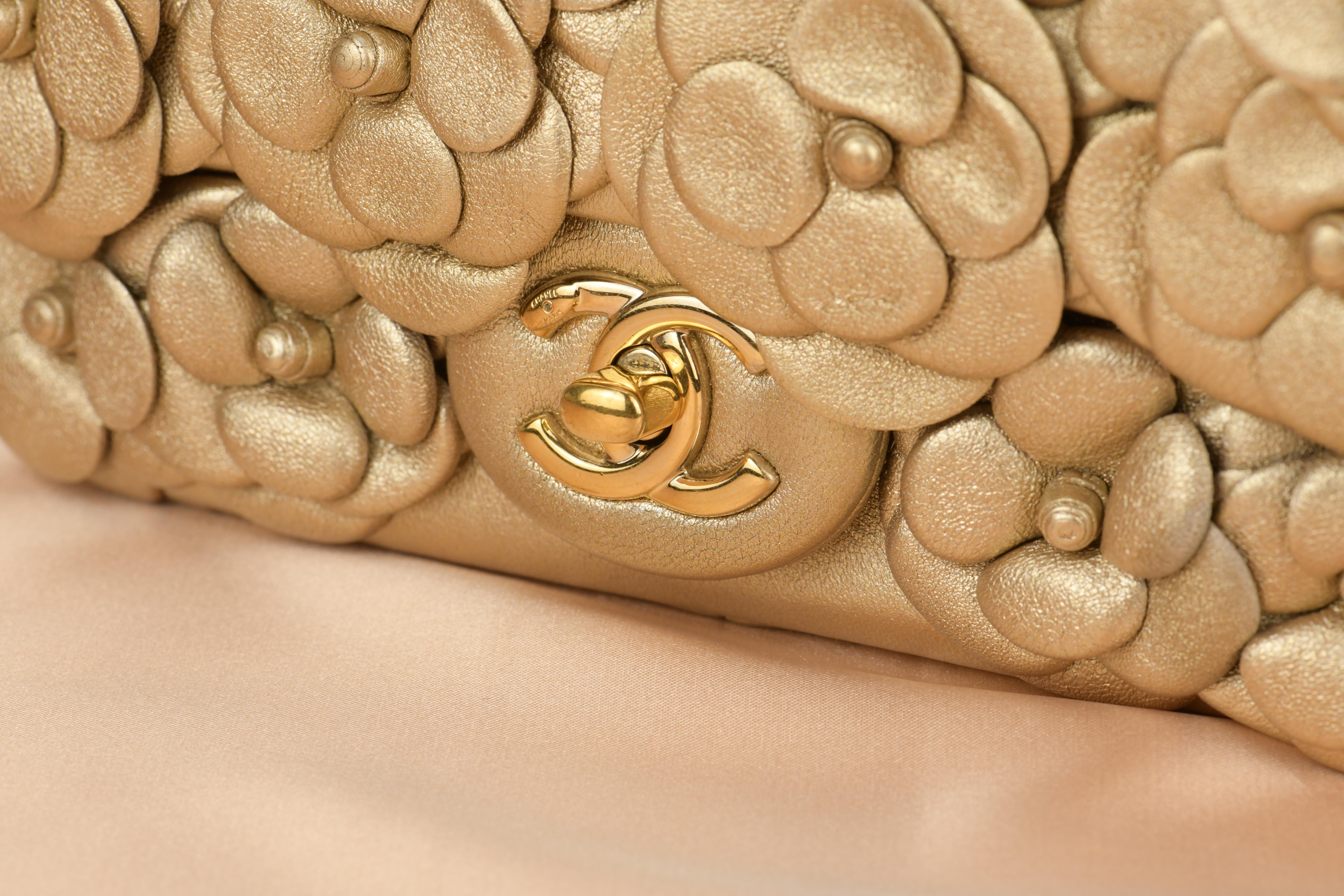 Chanel Golden Camellia Embellished Quilted Lambskin Mini Flap Bag 3