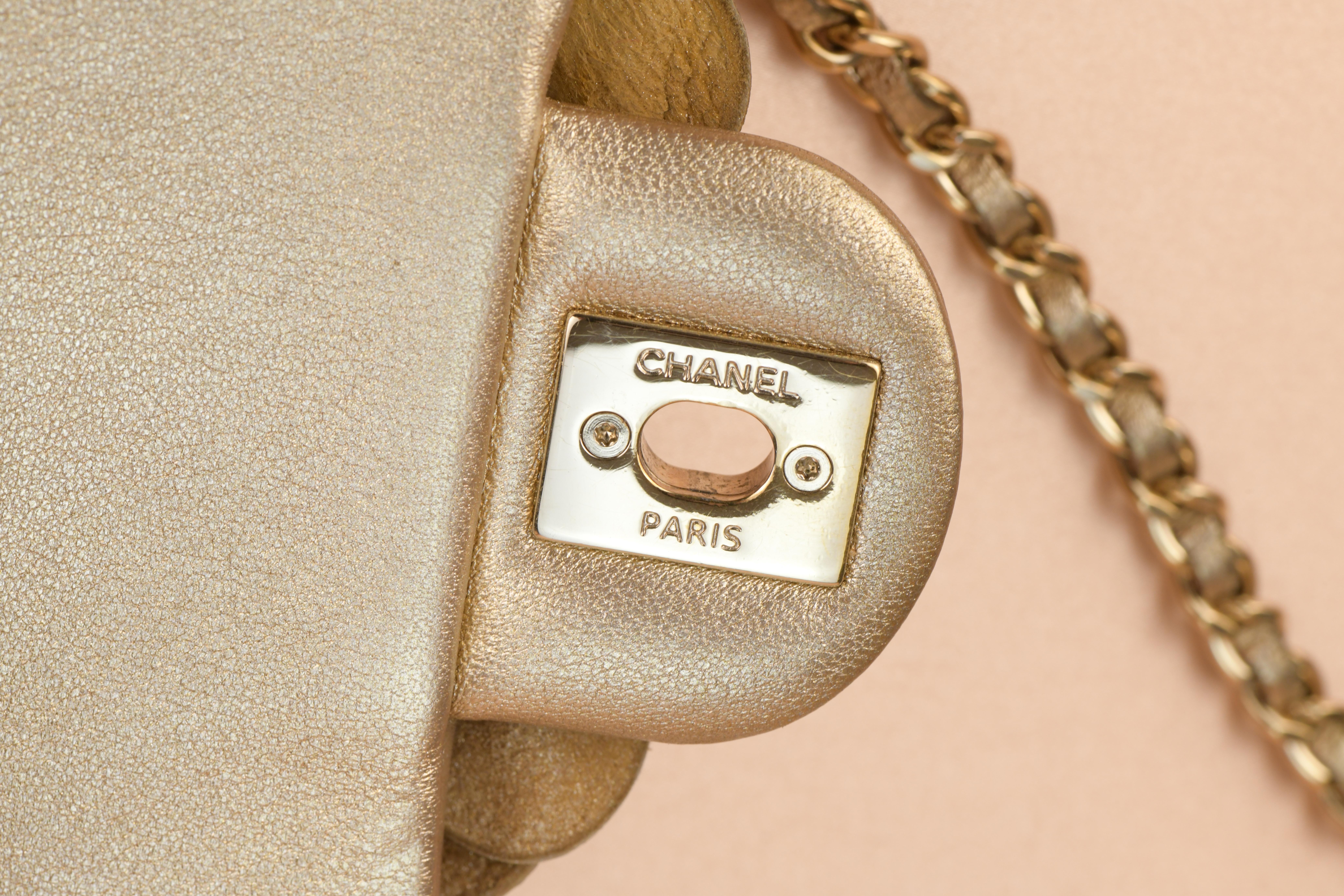 Chanel Golden Camellia Embellished Quilted Lambskin Mini Flap Bag 6