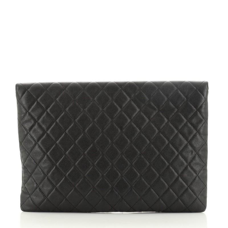 Black Chanel Golden Class O Case Clutch Quilted Caviar Large