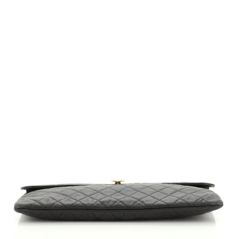 Chanel Golden Class O Case Clutch Quilted Caviar Large In Good Condition In NY, NY