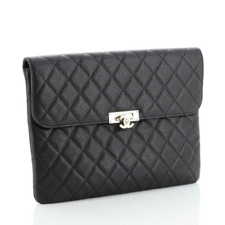 Chanel Golden Class O Case Clutch Quilted Caviar Medium at 1stDibs