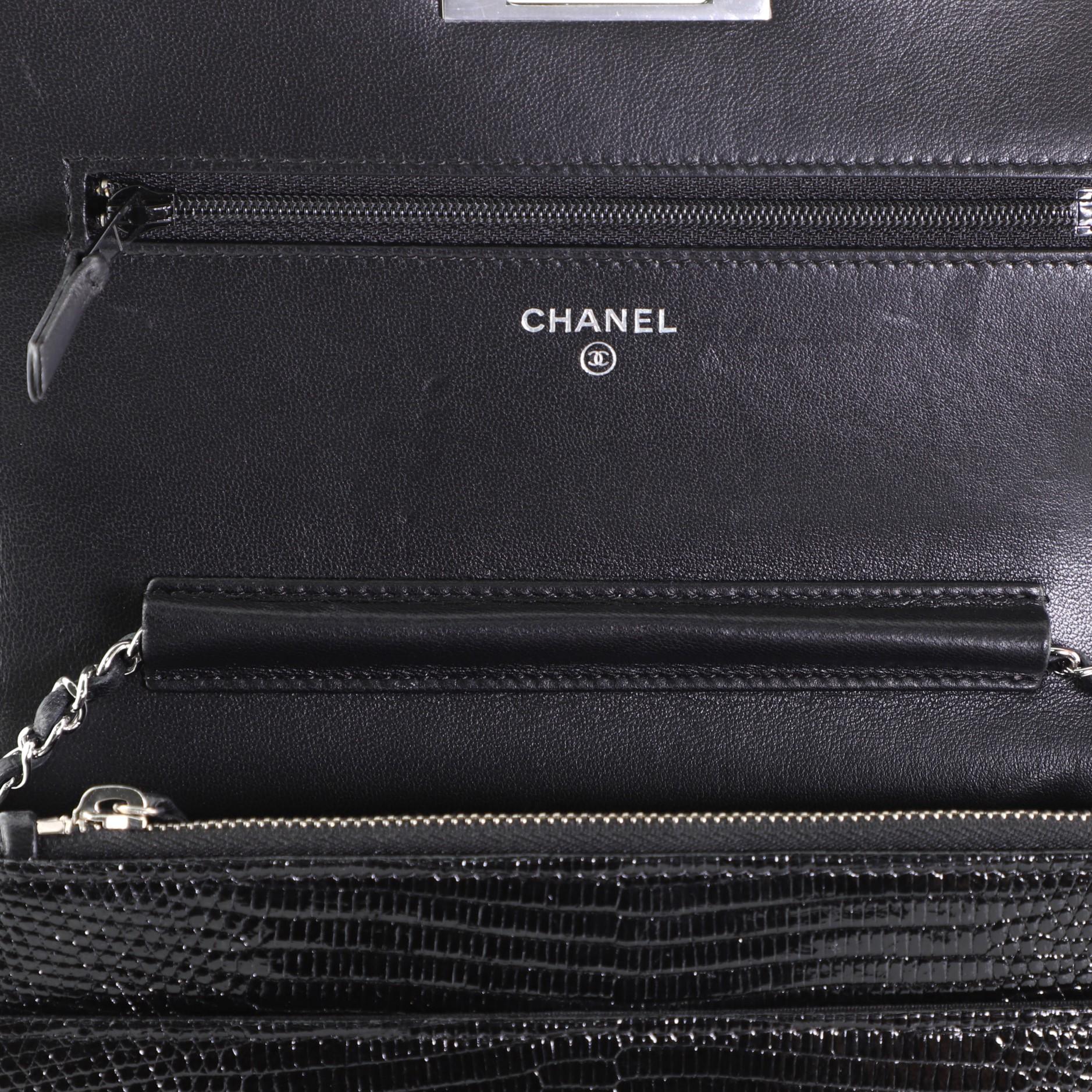 Chanel Golden Class Wallet On Chain Lizard Embossed Leather  2