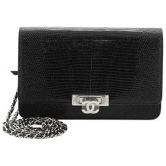 Chanel Golden Class Brieftasche auf Kette Eidechse geprägtem Leder Chanel Golden Class Brieftasche auf Kette Eidechse geprägtem Leder