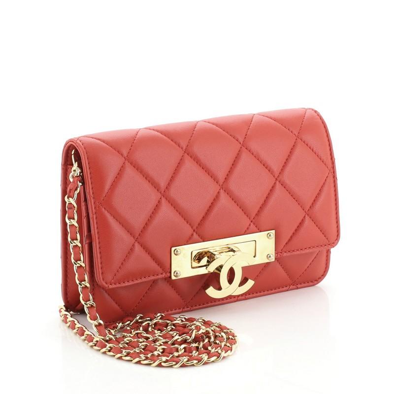 Pink Chanel Golden Class Wallet on Chain Quilted Lambskin