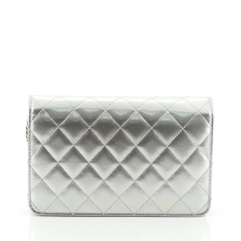 Gray Chanel Golden Class Wallet on Chain Quilted Patent