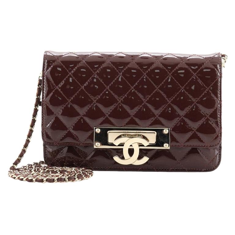 CHANEL Lambskin Quilted Golden Class Wallet on Chain WOC Black 762458